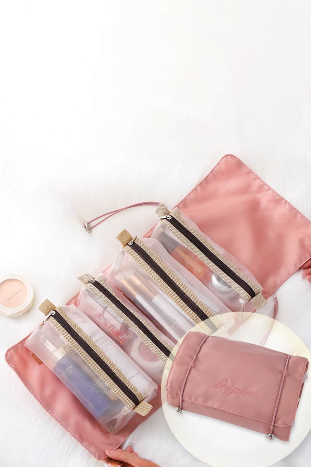 Pink Leegoo Peint Detachable 4-In-1 Foldable Makeup Bag