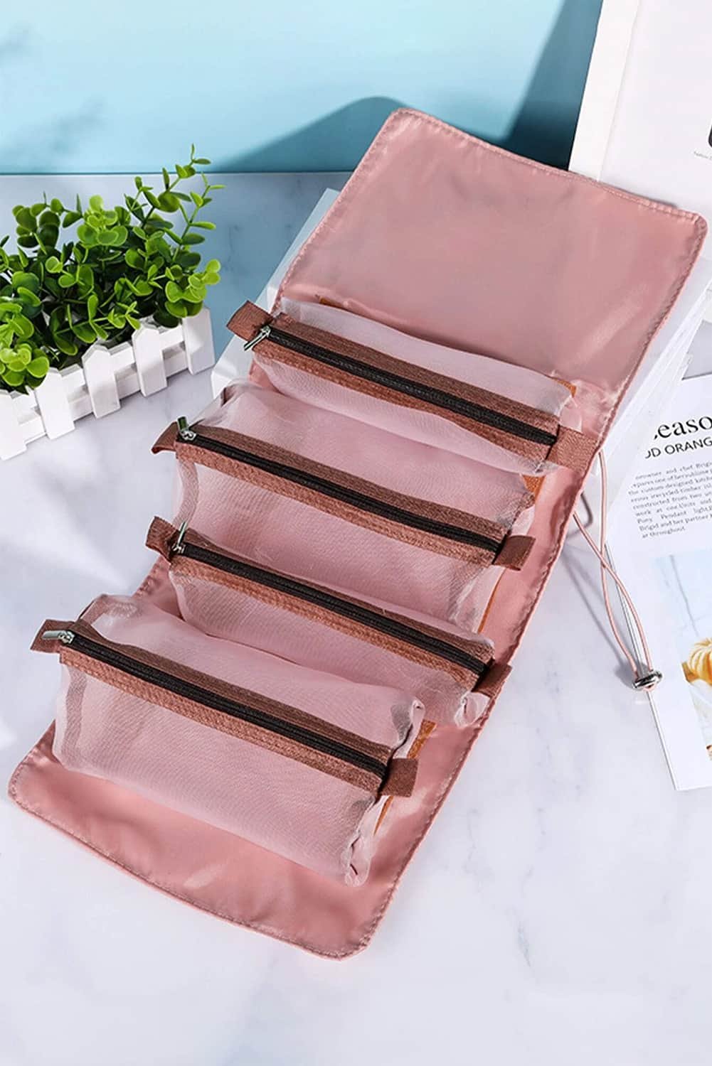 Pink Leegoo Peint Detachable 4-In-1 Foldable Makeup Bag