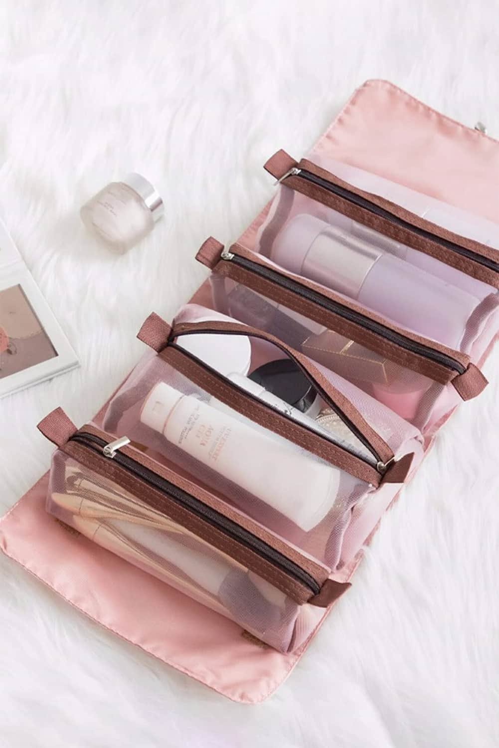 Pink Leegoo Peint Detachable 4-In-1 Foldable Makeup Bag