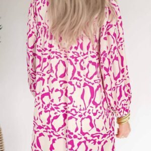 Pink Leopard Print Loose Fit Babydoll Mini Dress