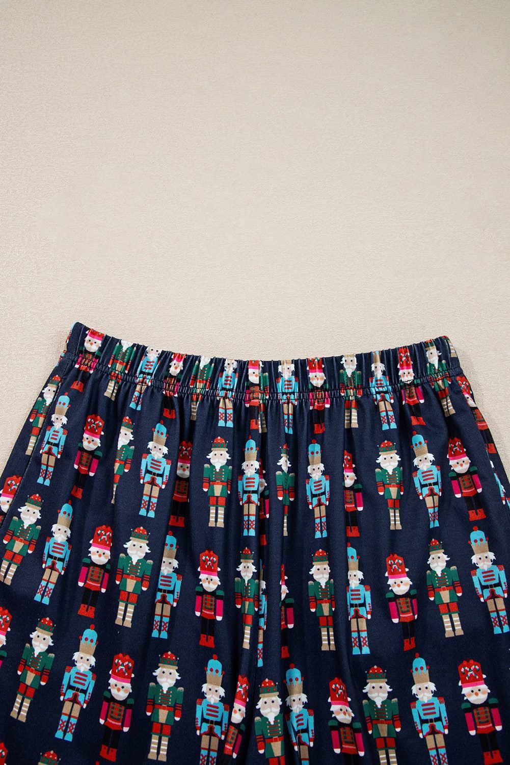 Pink Mama Claus Plaid Letter Tee Nutcracker Shorts 2Pcs Lounge Set