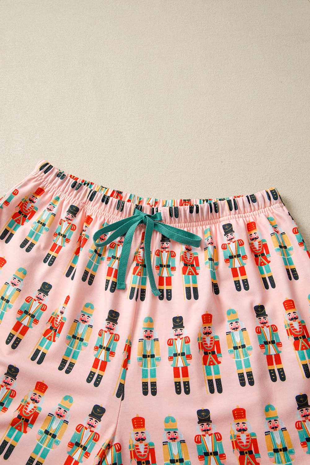 Pink Nutcracker March Long Sleeve Button Up 2Pcs Pajama Short Set