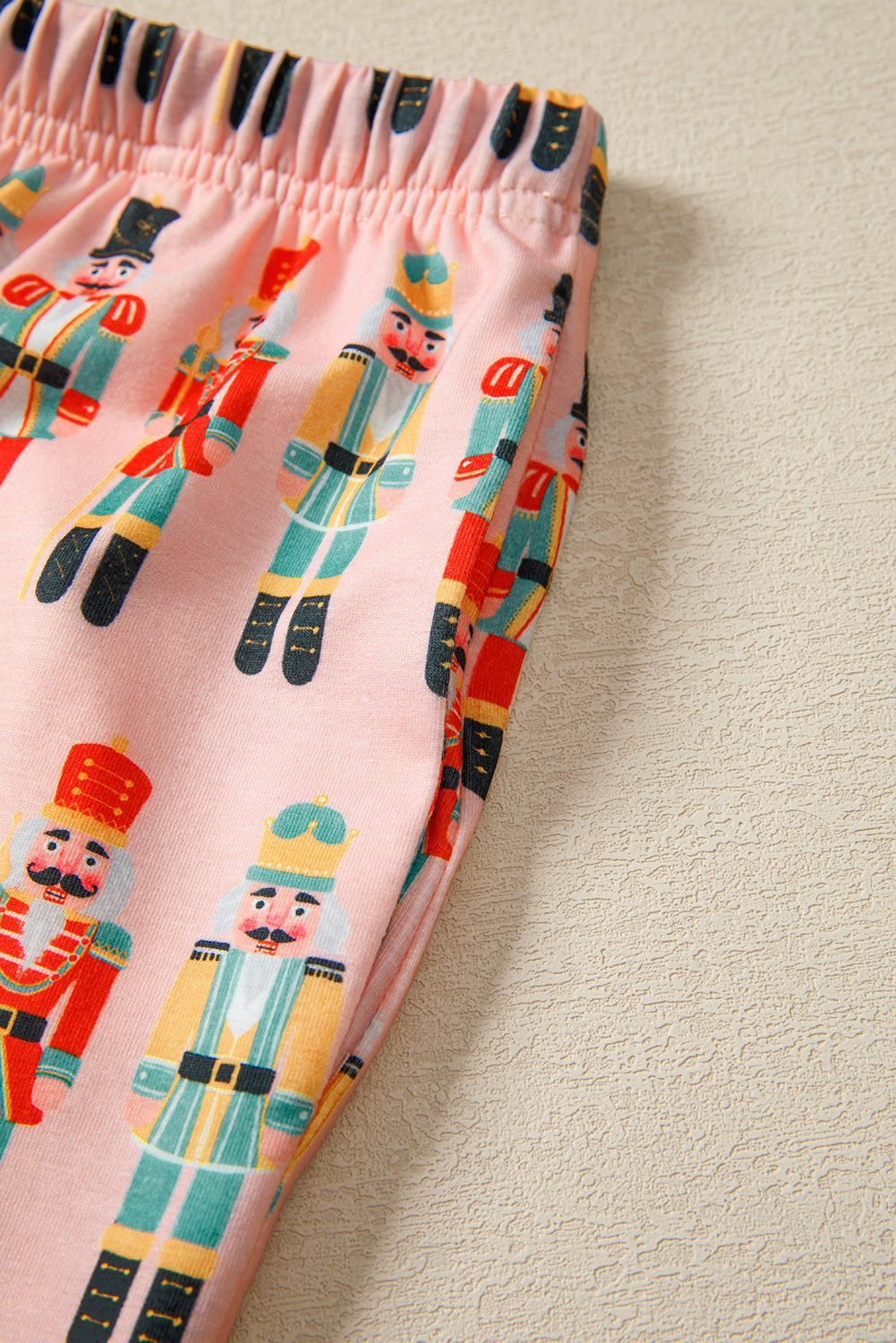 Pink Nutcracker March Long Sleeve Button Up 2Pcs Pajama Short Set