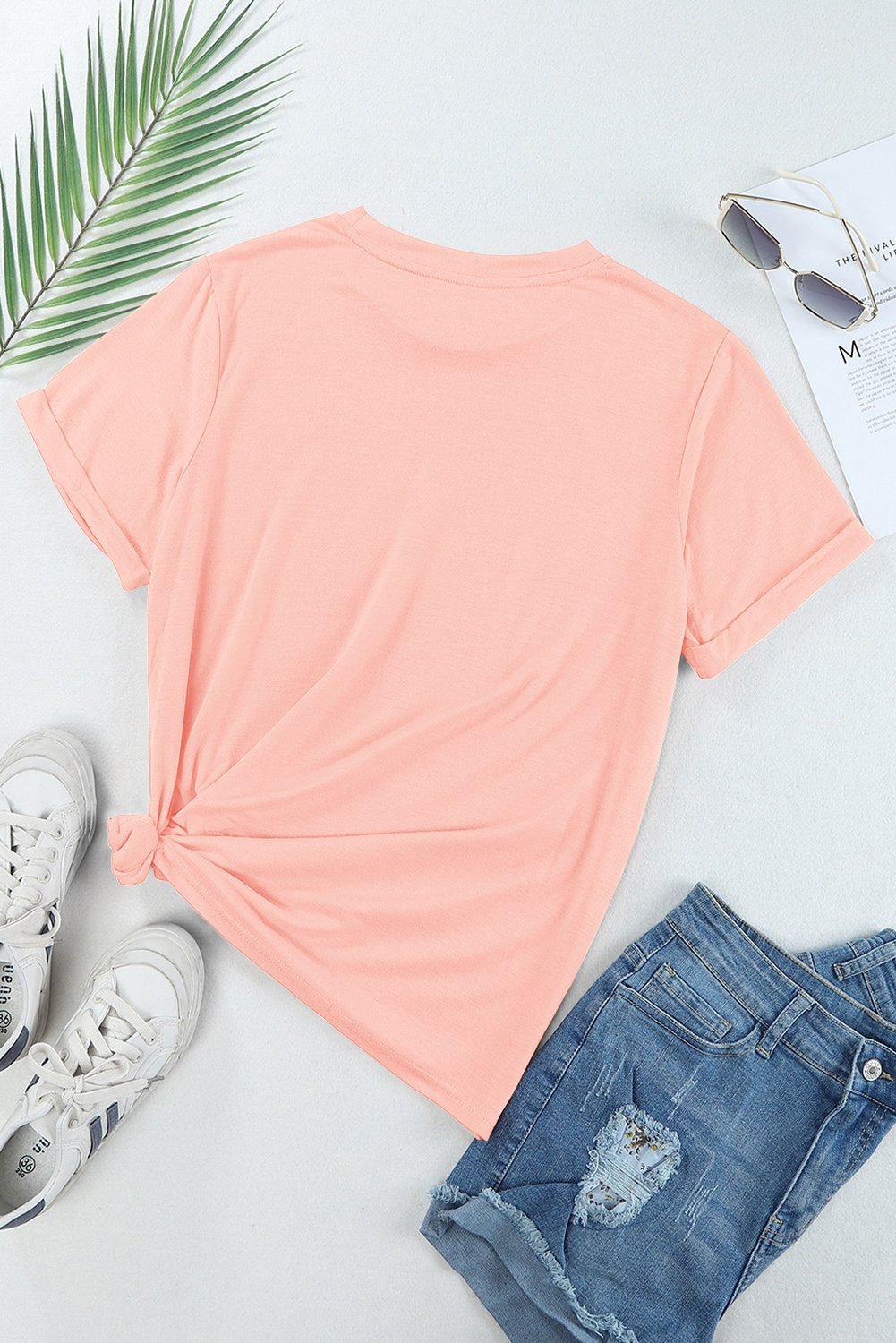 Pink Sequin Cute Bunny Graphic Easter Fashion Tee