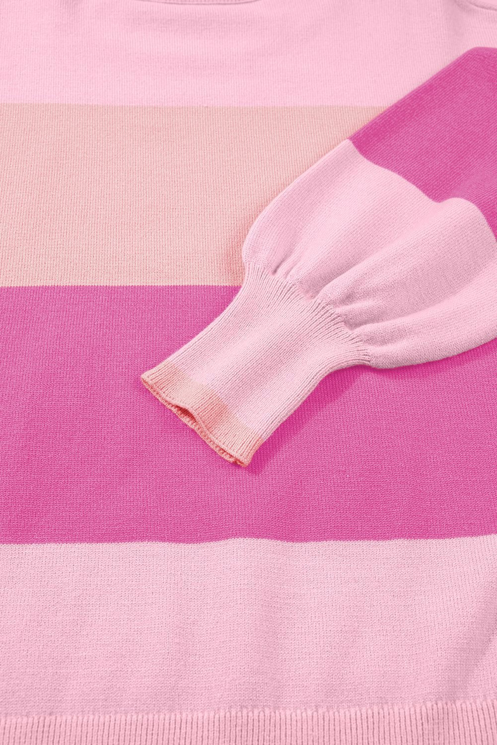 Pink Sequined Holly Jolly Color Block Crew Neck Sweater