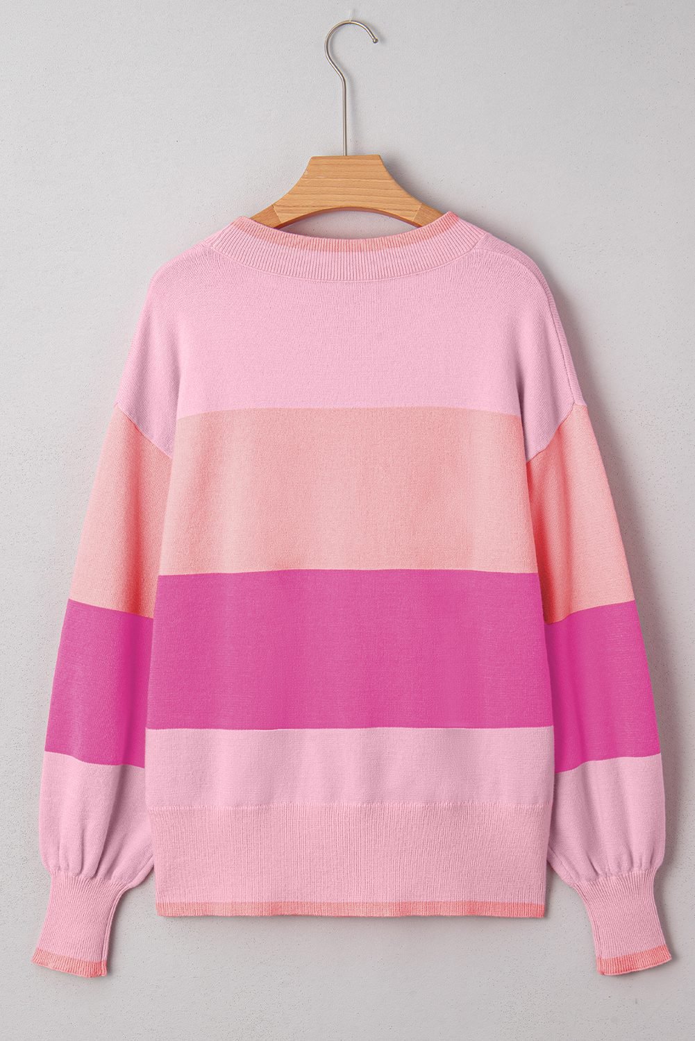 Pink Sequined Holly Jolly Color Block Crew Neck Sweater