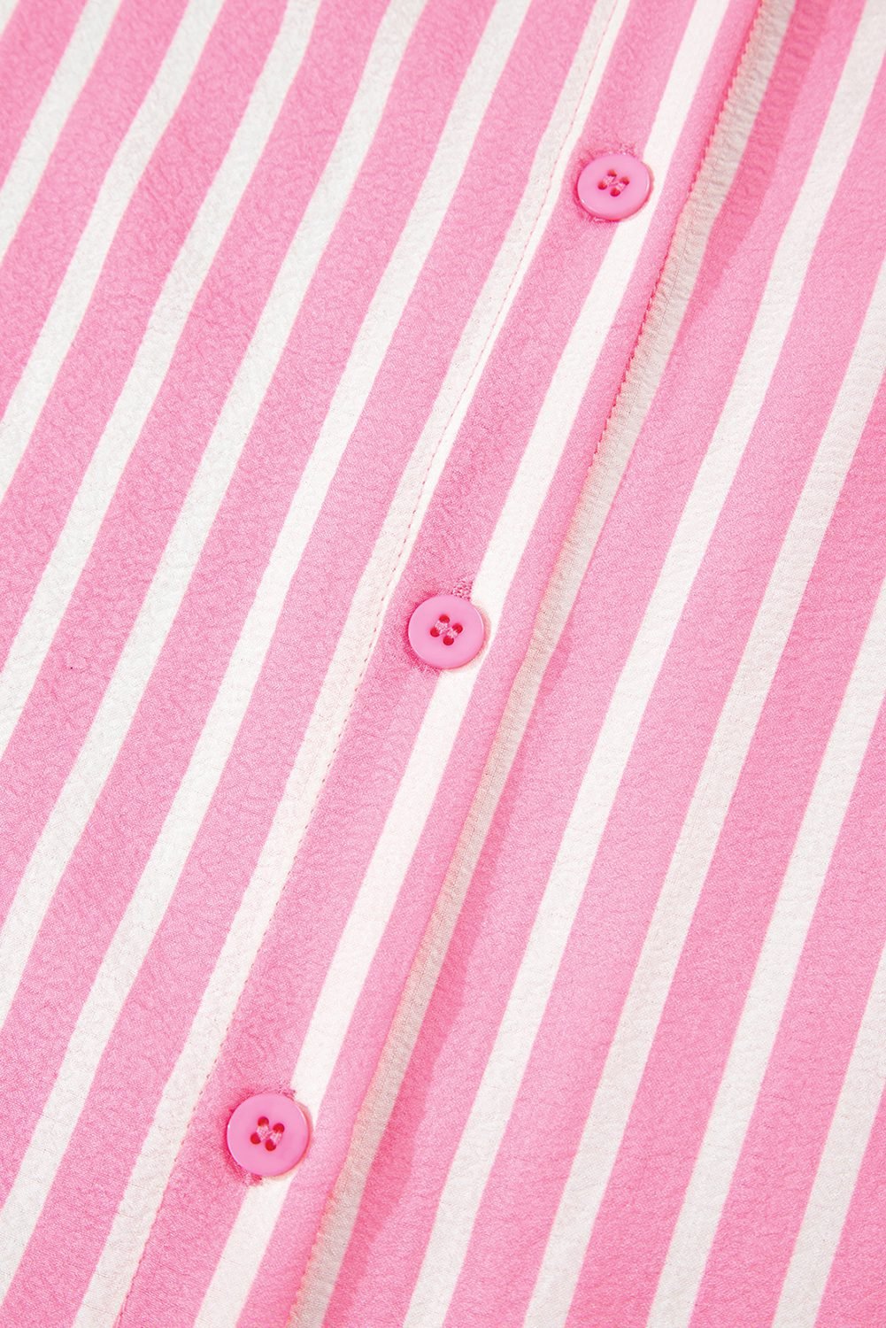 Pink Stripe Buttoned Front Long Sleeve Top And Pants 2 Piece Sleepwear