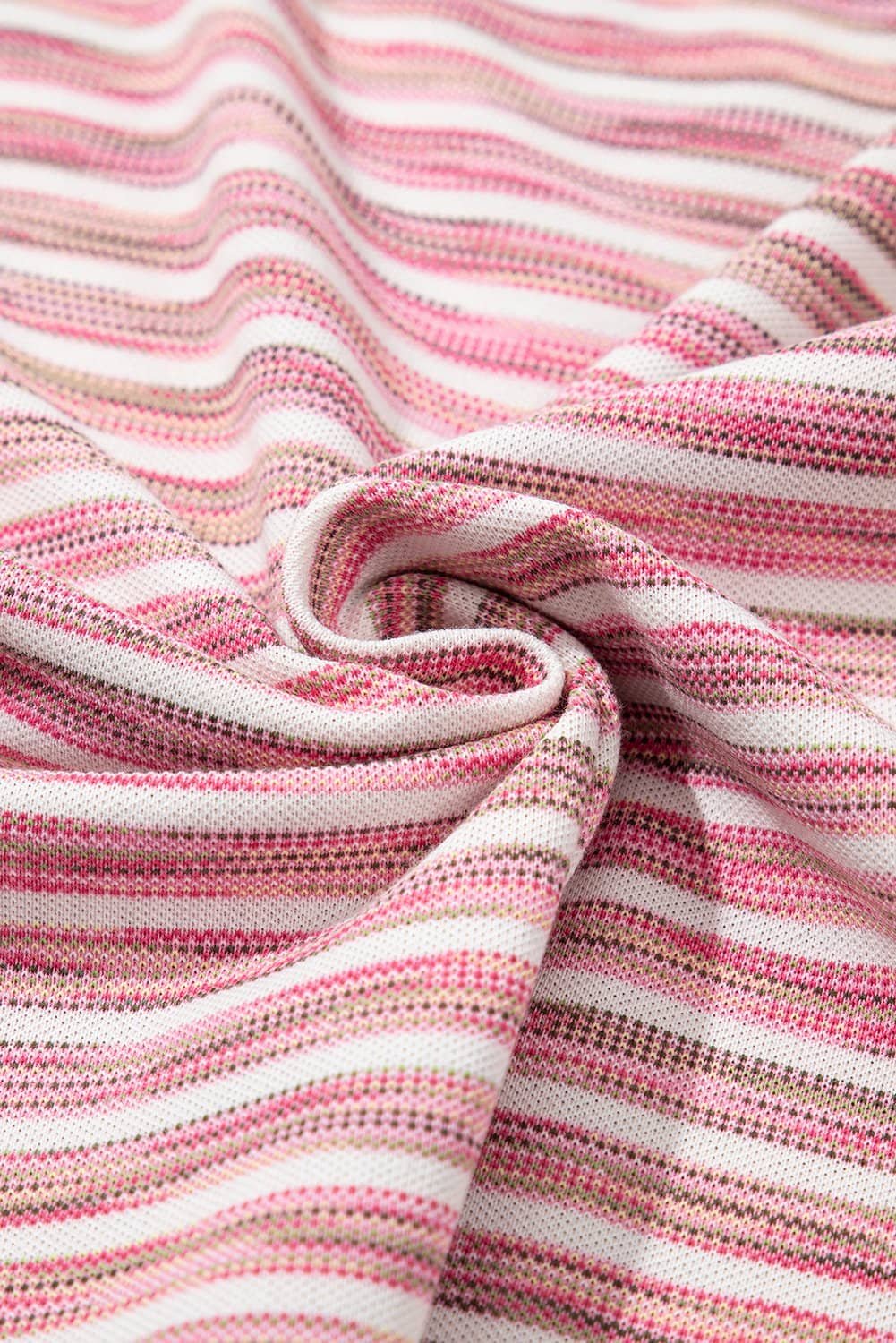 Pink Stripe Contrast Trim Yarn-Dyeing Knit Tank Top