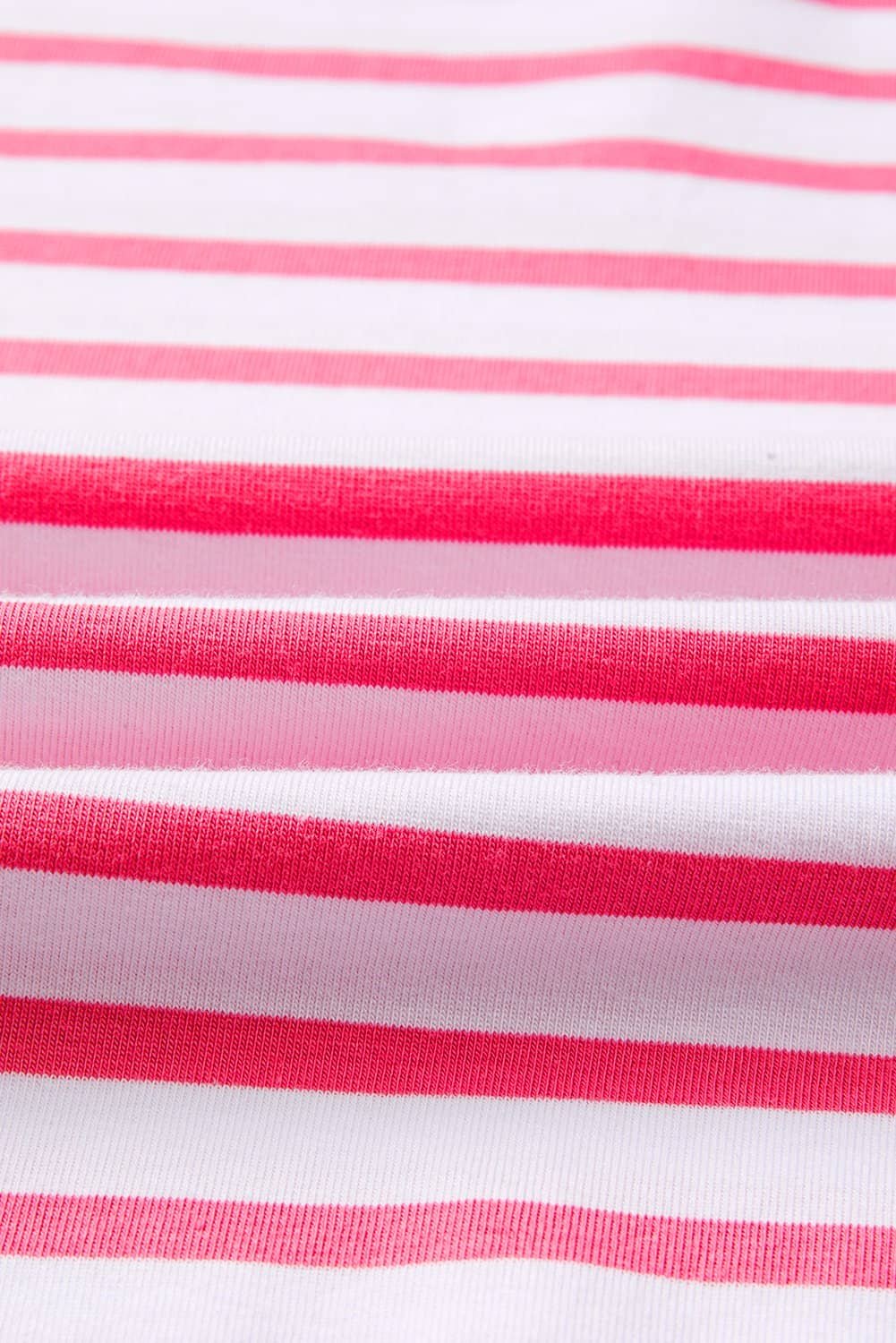 Pink Stripe Mixed Pattern Patchwork Uneven Hem Loose Tee