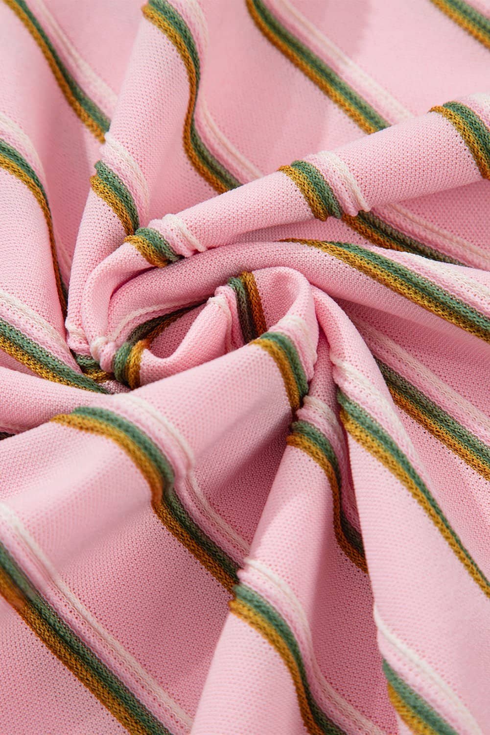 Pink Stripe Wide Short Sleeve Tee And Short Set