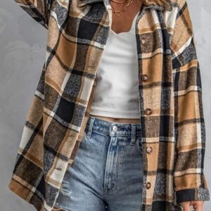 Plaid Print Buttoned Shirt Jacket