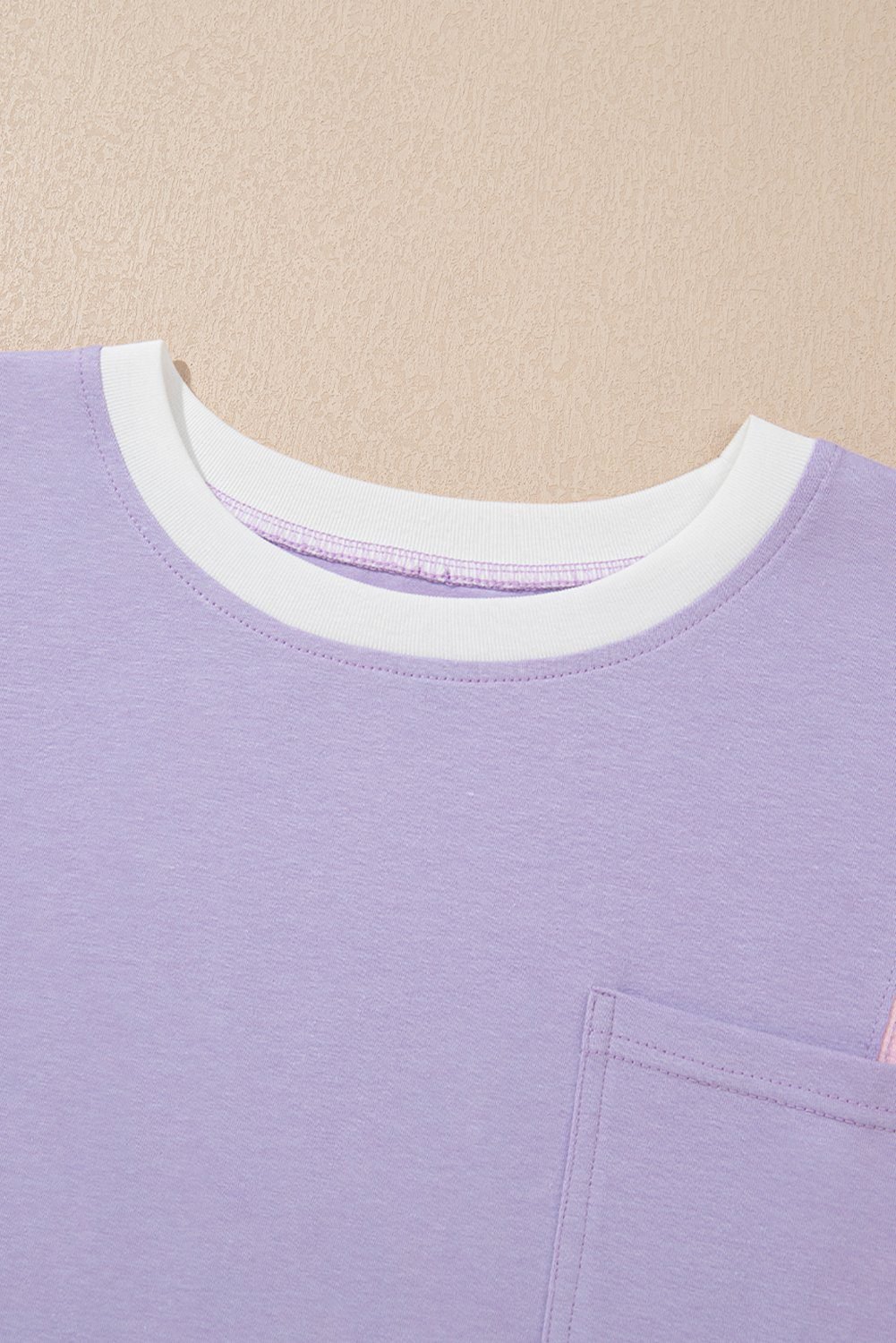 Purple Color Block Patchwork Half Sleeve Oversized T Shirt