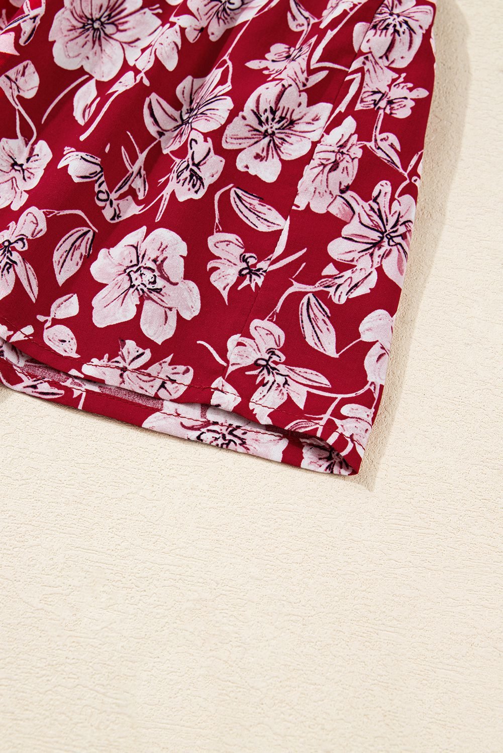 Purple Plus Floral Balloon Sleeve V Neck Relaxed Dress
