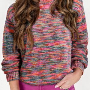 Purple Space Dye Yarn Crew Neck Sweater