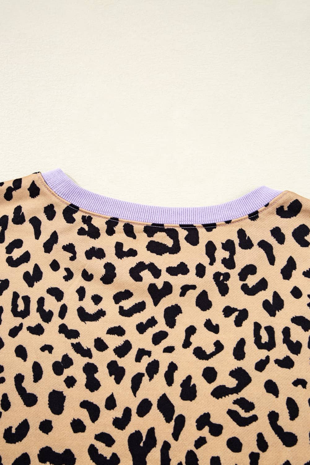 Purple Stripe Color Block Patchwork Leopard Casual Sweatshirt With Slits