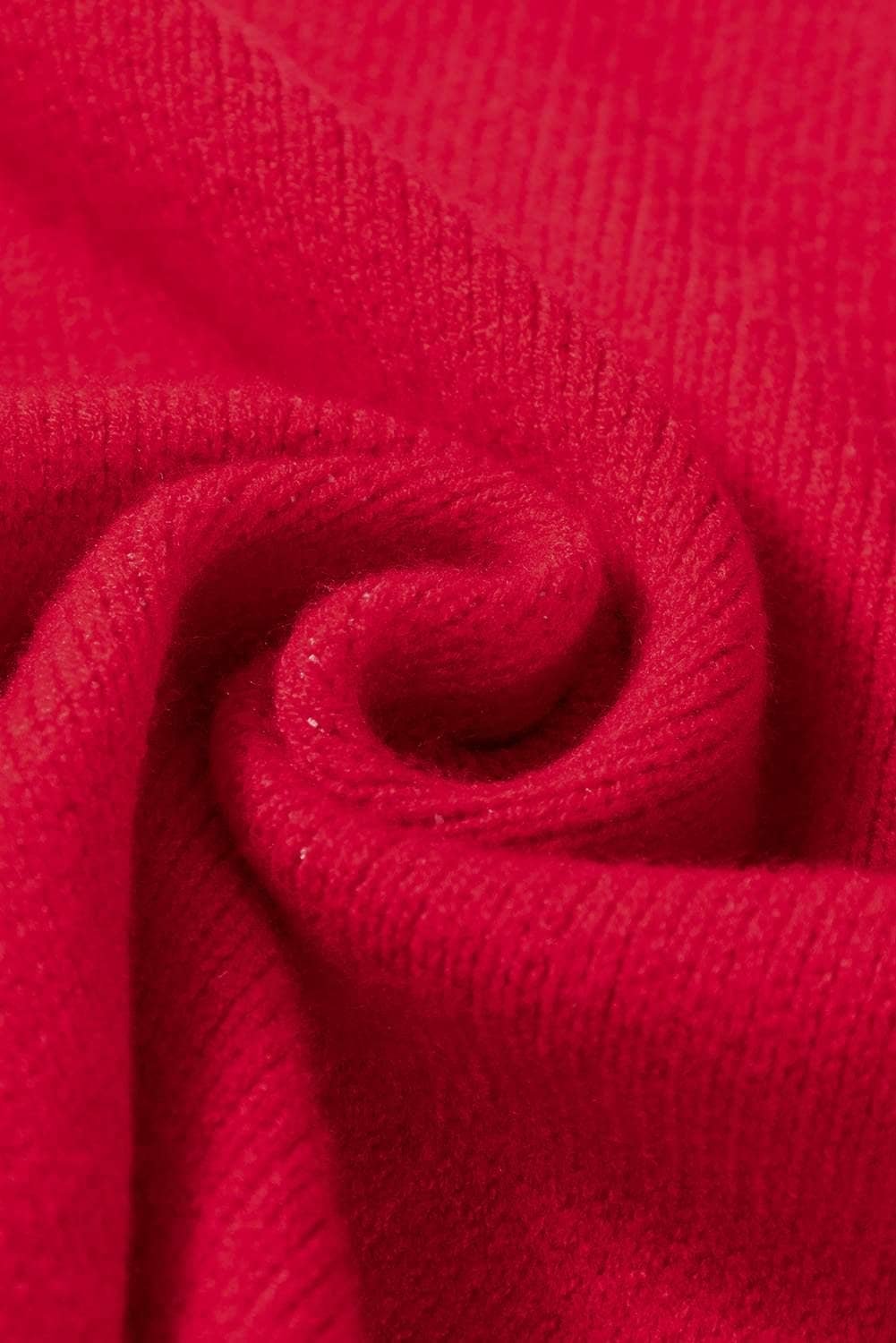 Racing Red Merry Graphic Sequin Sleeve Turtleneck Sweater