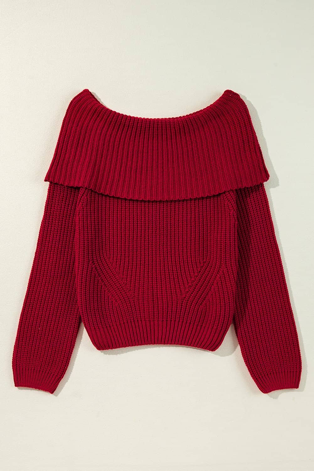 Racing Red Off-The-Shoulder Knit Sweater