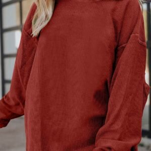 Racing Red Ribbed Corded Oversized Sweatshirt