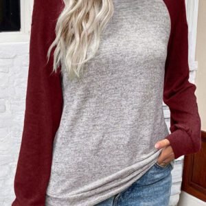 Red Dahlia Colorblock Raglan Long Sleeve T Shirt