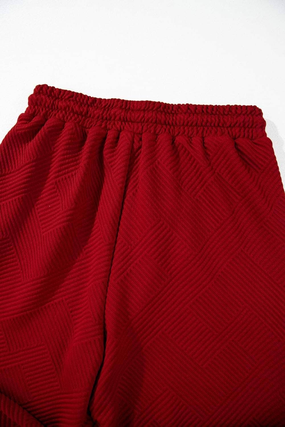 Red Dahlia Textured Loose Fit T Shirt And Drawstring Pants Set