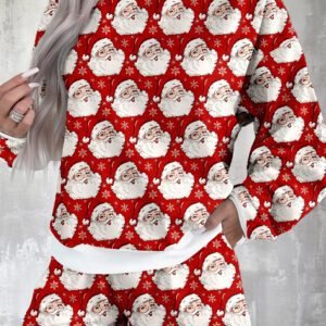 Red Ho Ho Ho Christmas Fashion Print 2Pcs Lounge Short Set