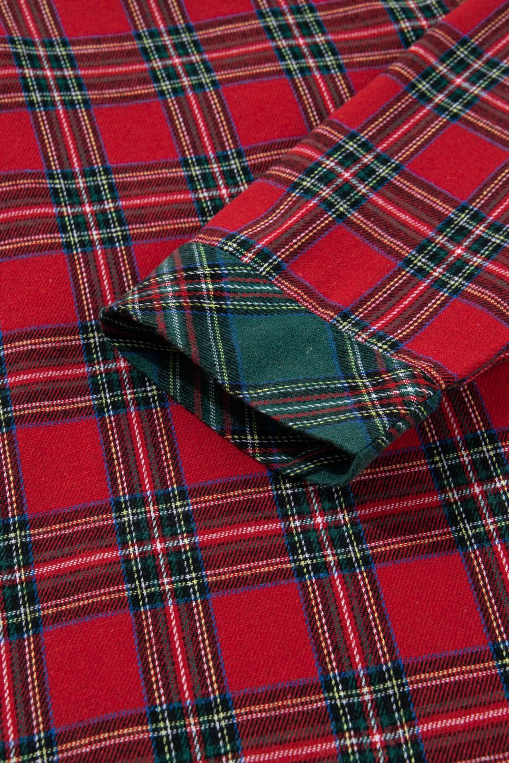 Red Plaid Contrast Patched Christmas Holiday Long Sleeve Shirt And Short 2Pcs Pajama Set