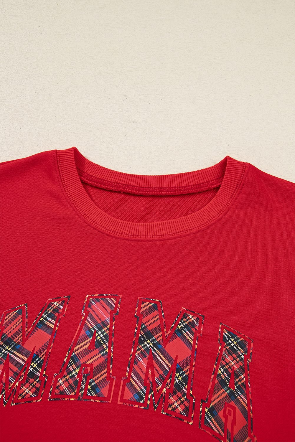 Red Plaid Mama Graphic Christmas Holiday Crewneck Pullover And Pants Two Piece Lounge Set