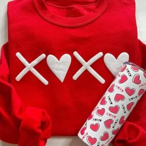 Red Puff Xoxo Print Valentines Heart Sweatshirt