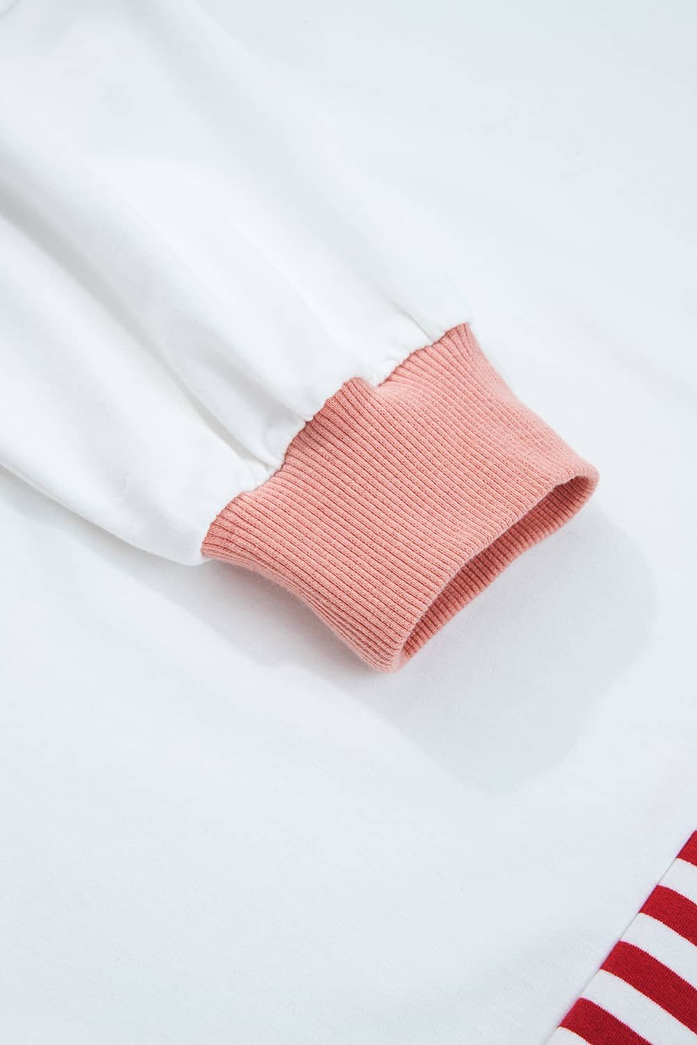 Red Stripe Colorblock Patchwork Contrast Stitching Oversize Sweatshirt