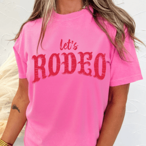 Rose Red Lets Rodeo Crew Neck Graphic Tee
