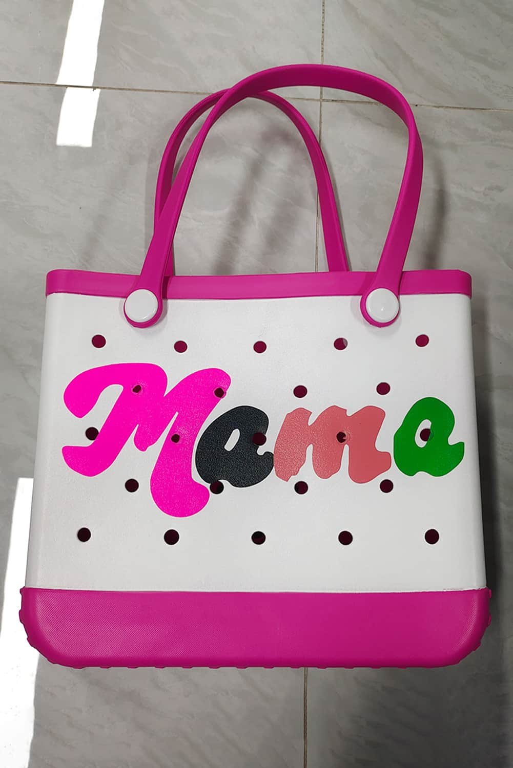 Rose Red Mama Print Self-Assembly Straps Hollowed Eva Beach Bag