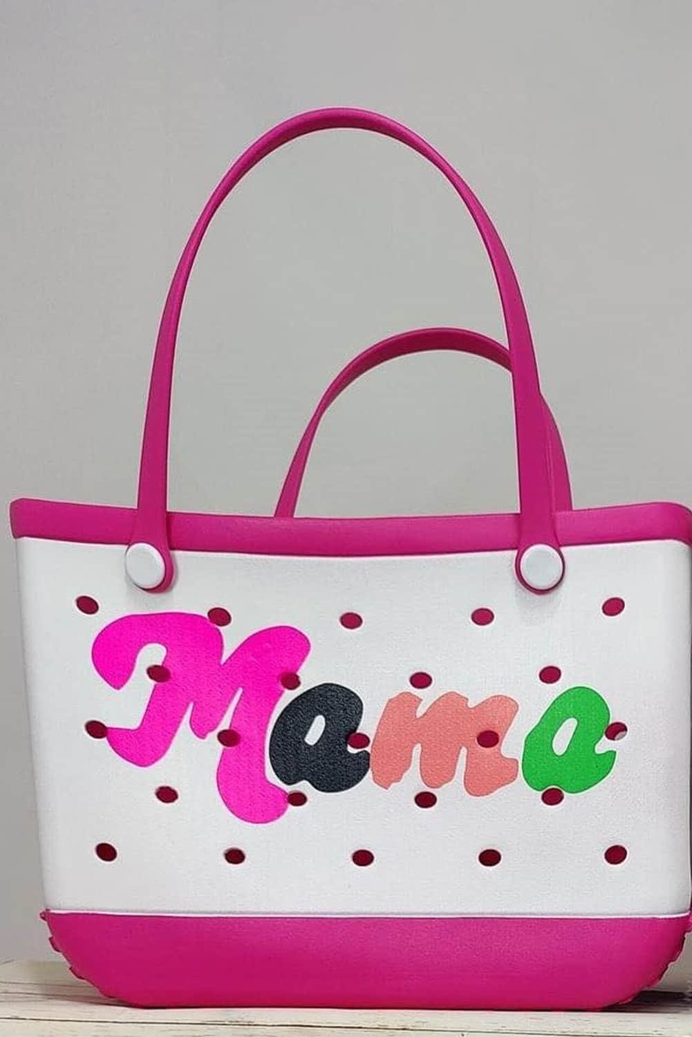 Rose Red Mama Print Self-Assembly Straps Hollowed Eva Beach Bag
