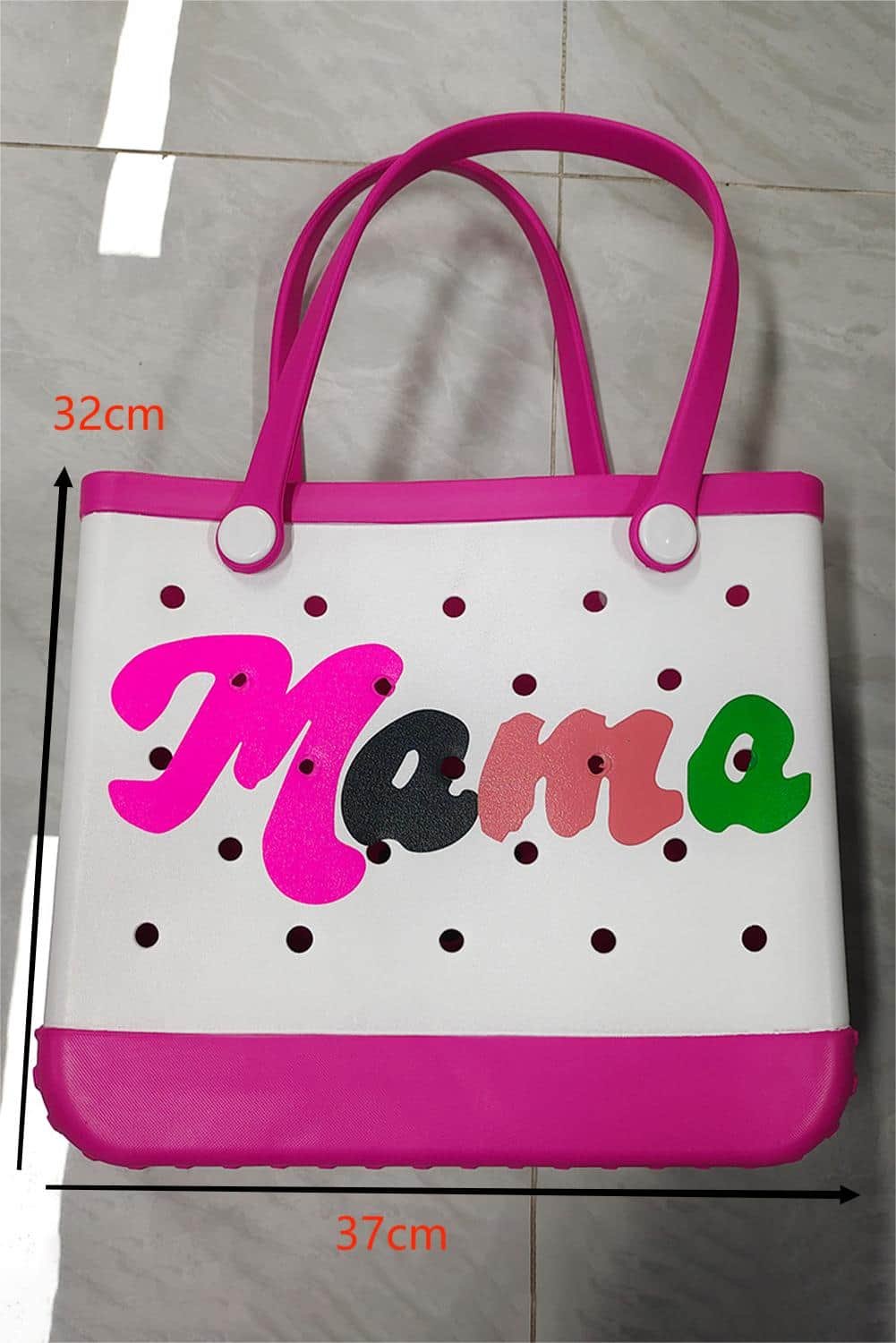 Rose Red Mama Print Self-Assembly Straps Hollowed Eva Beach Bag