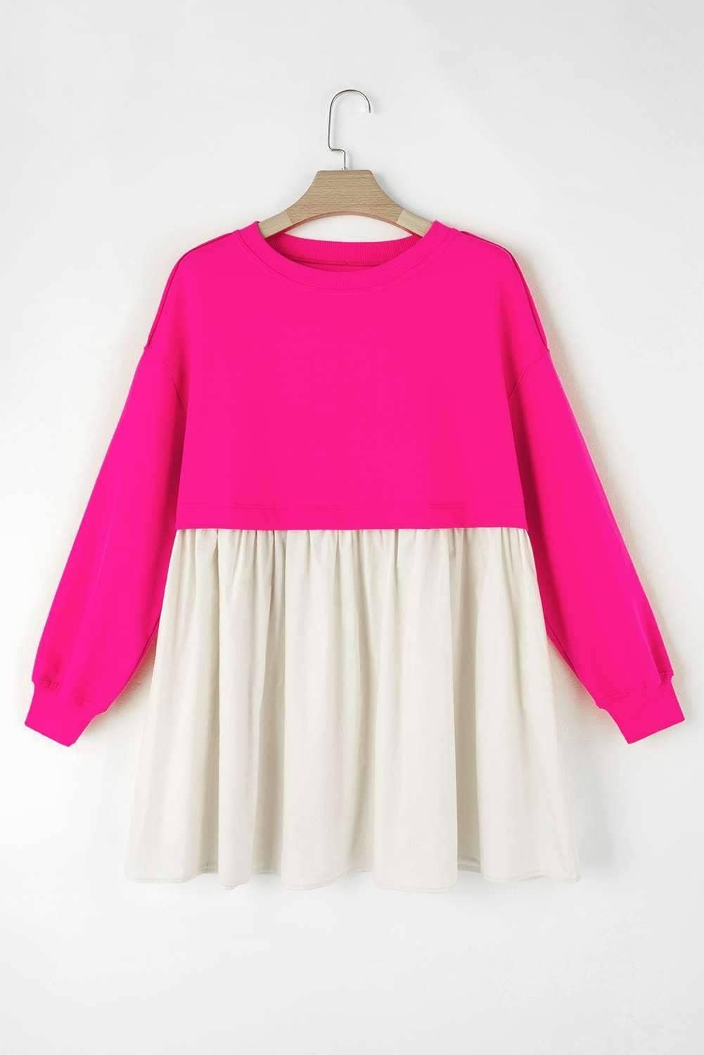 Rose Red Sweatshirt Poplin Mini Dress