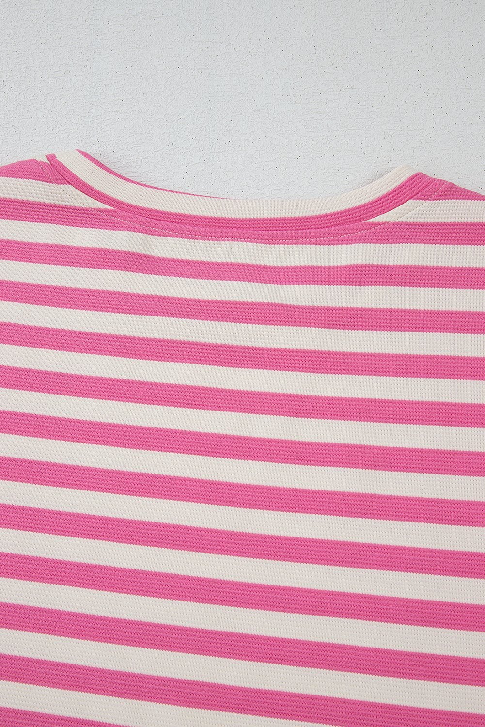 Rose Stripe Crew Neck T Shirt And Drawstring Shorts Set