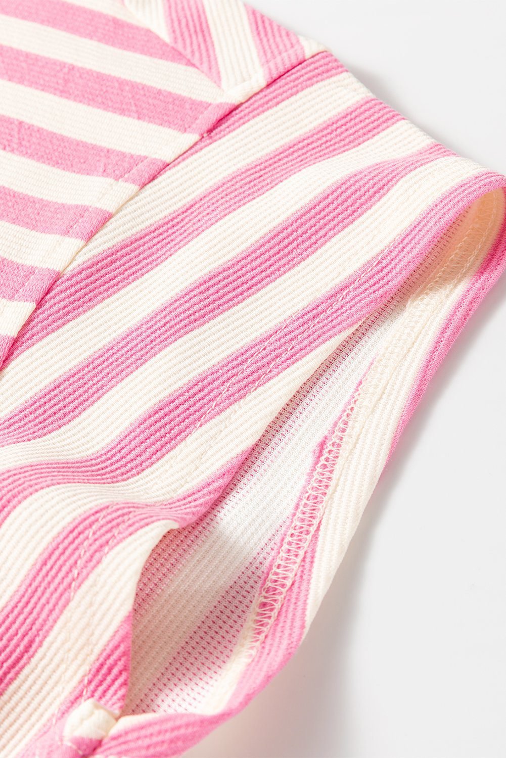Rose Stripe Crew Neck T Shirt And Drawstring Shorts Set