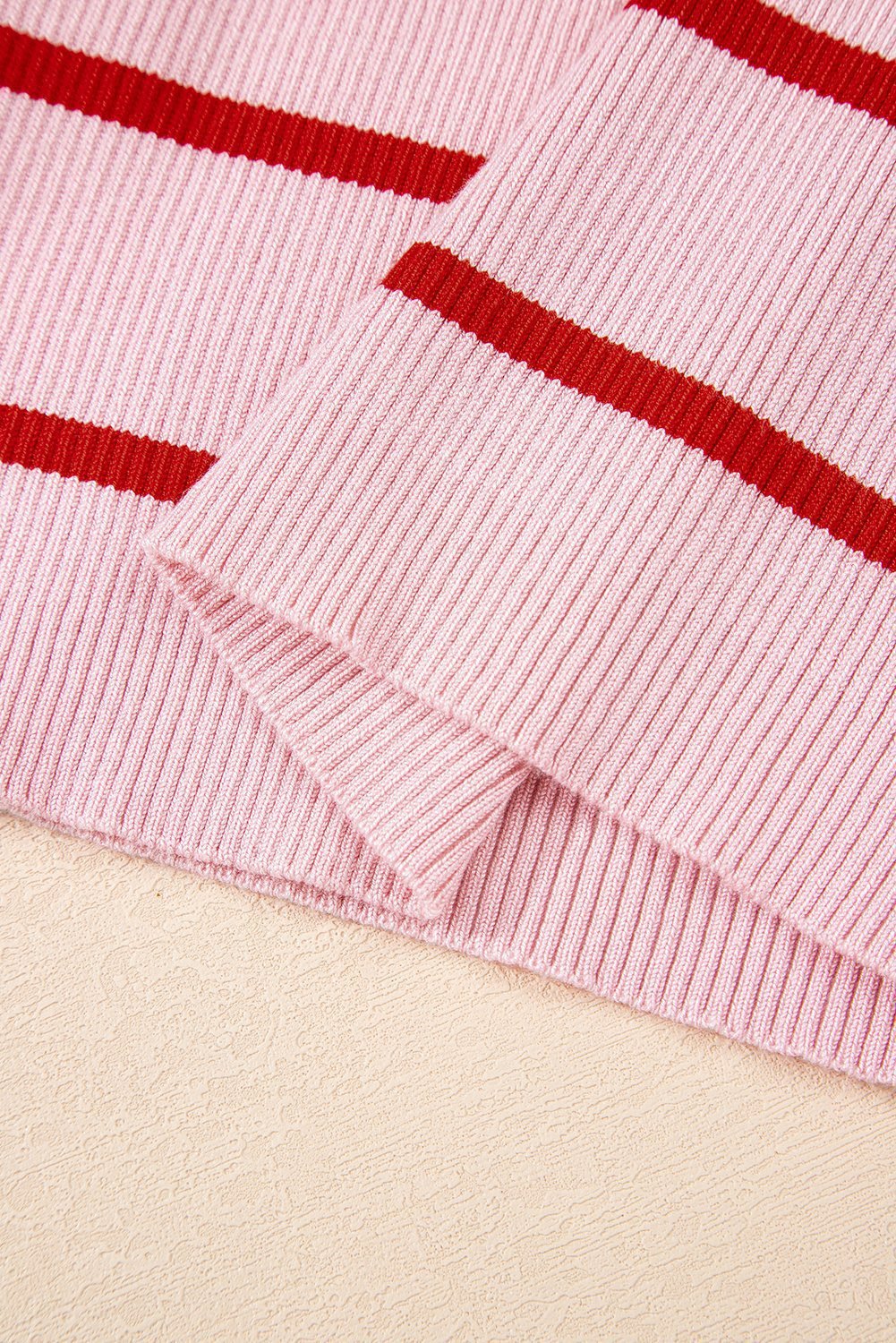 Rose Stripe Striped Scalloped Edge U Neck Sleeveless Sweater Vest
