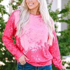 Rose Tie Dye Long Sleeve Pullover Sweatshirt