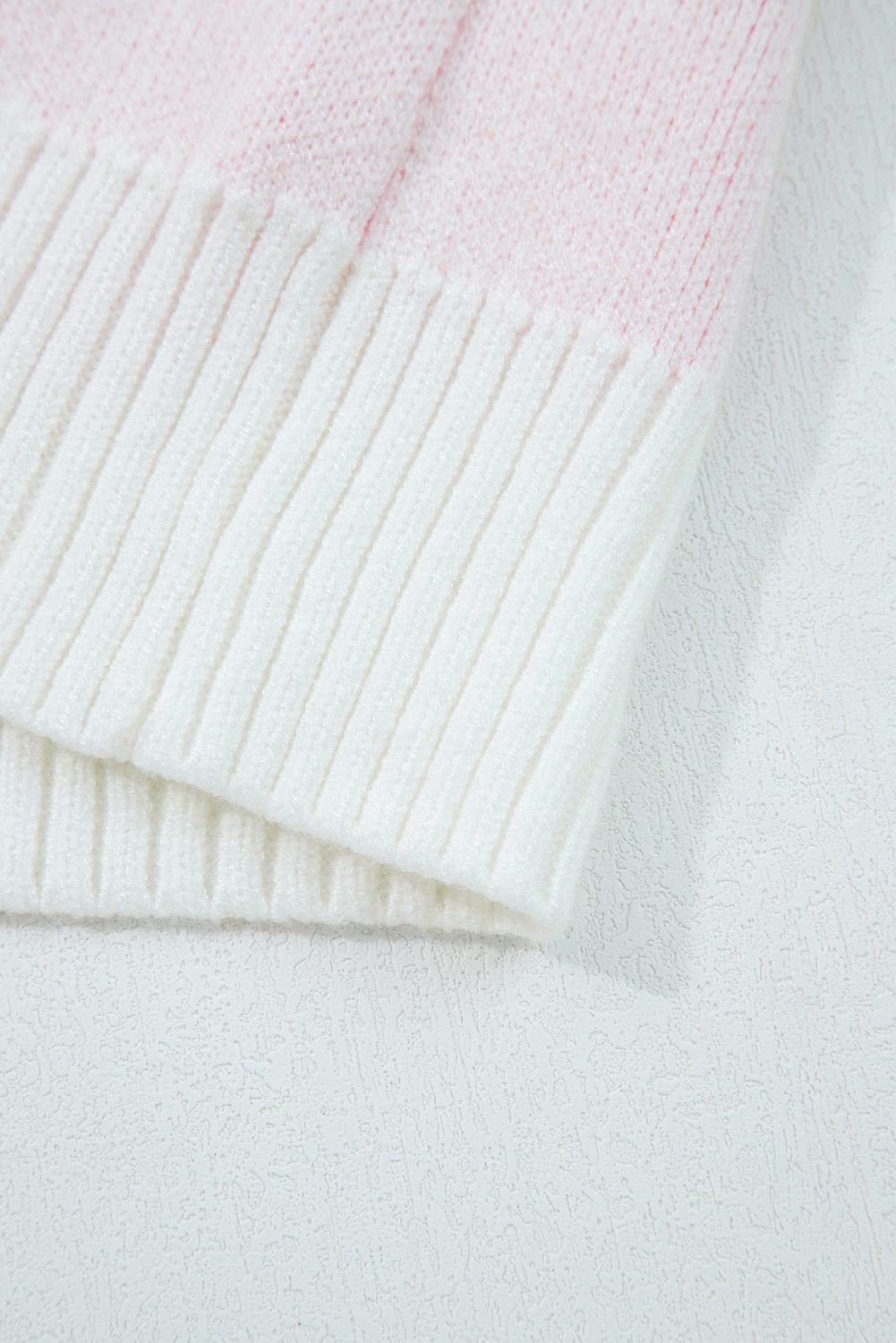 Sachet Pink Oversized Cute Star Pattern Ribbed Edge Drop Shoulder Sweater