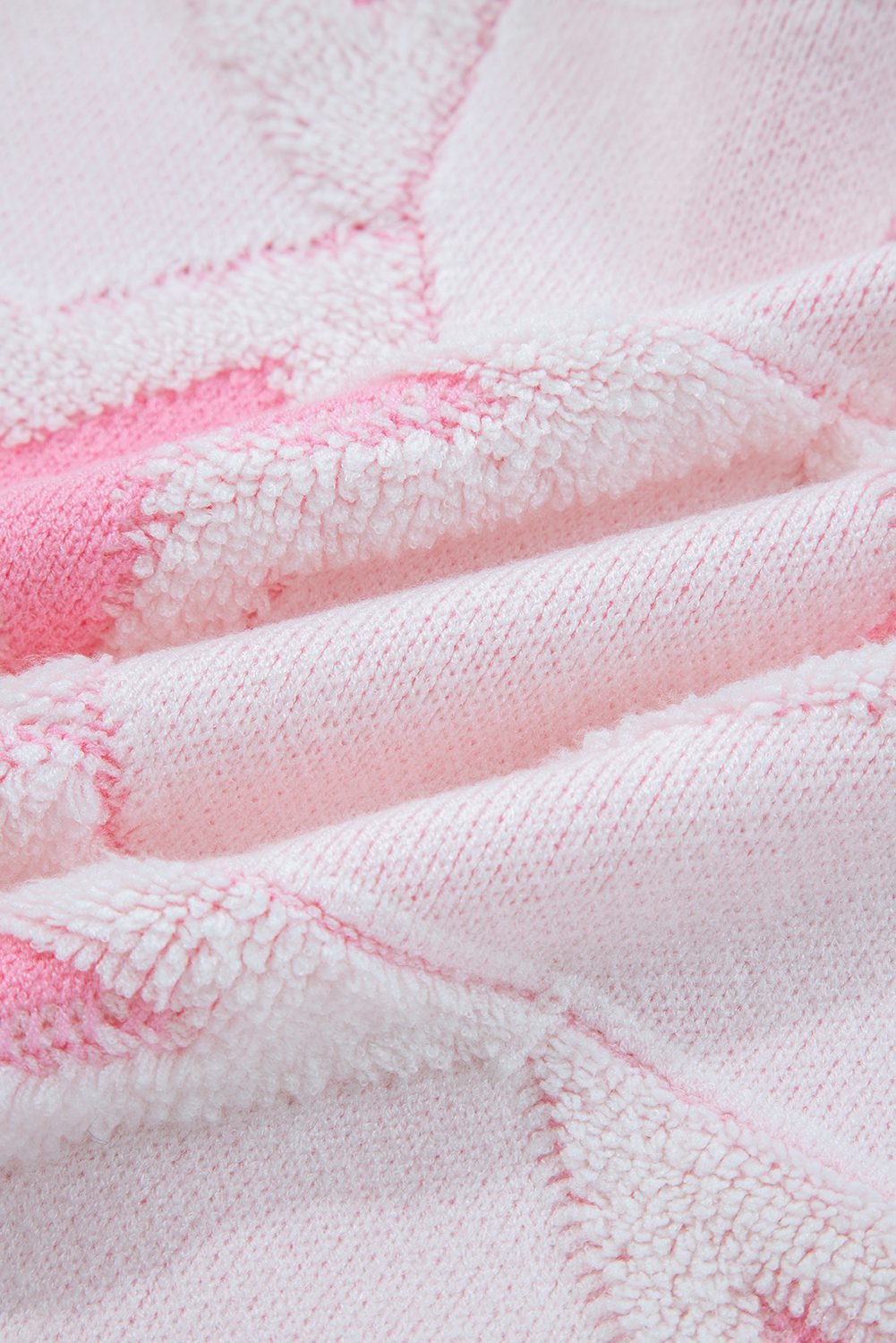 Sachet Pink Oversized Cute Star Pattern Ribbed Edge Drop Shoulder Sweater