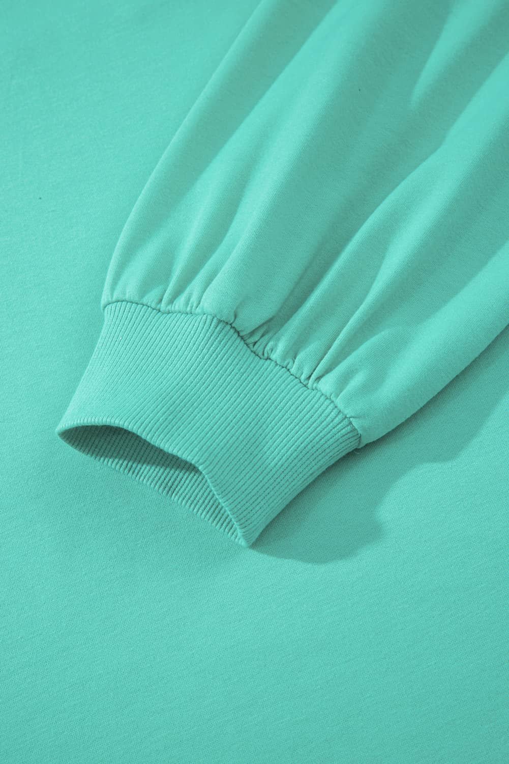 Sea Green Drop Shoulder V Neck Pullover Top And Drawstring Short Plus Size Set