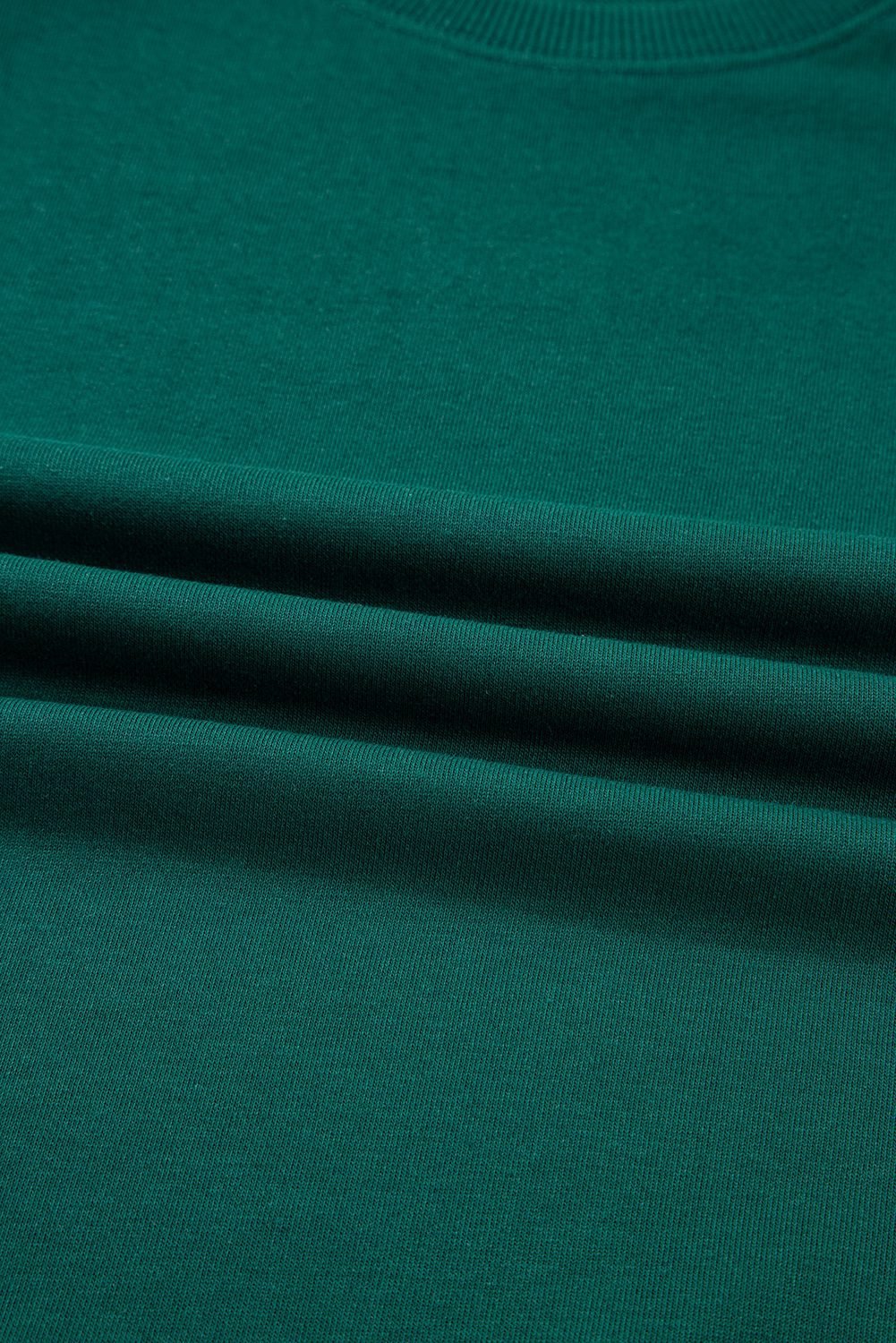 Sea Green Solid Color Pullover Top Varsity Stripe Detail Loose Drawstring Pants Set