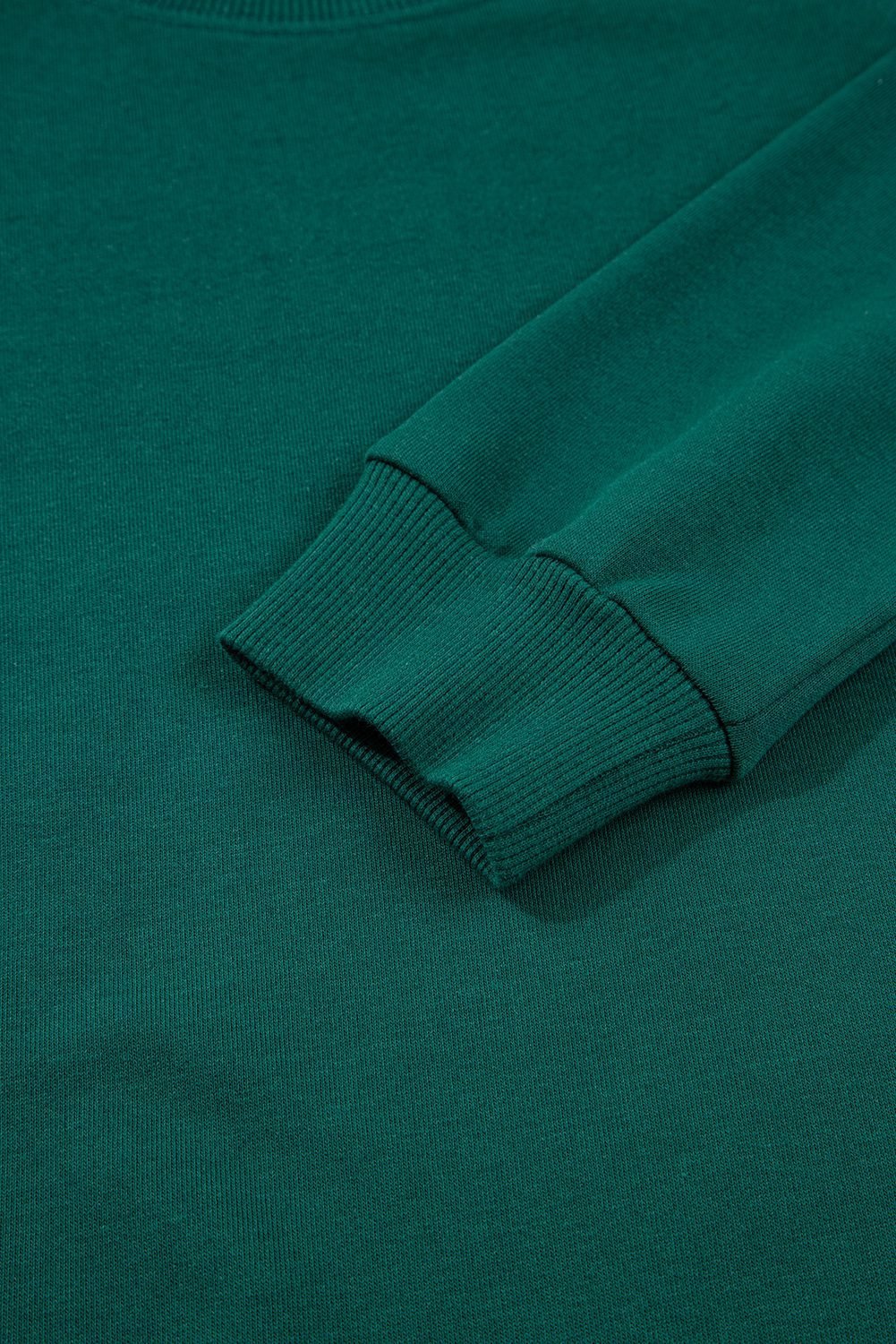 Sea Green Solid Color Pullover Top Varsity Stripe Detail Loose Drawstring Pants Set