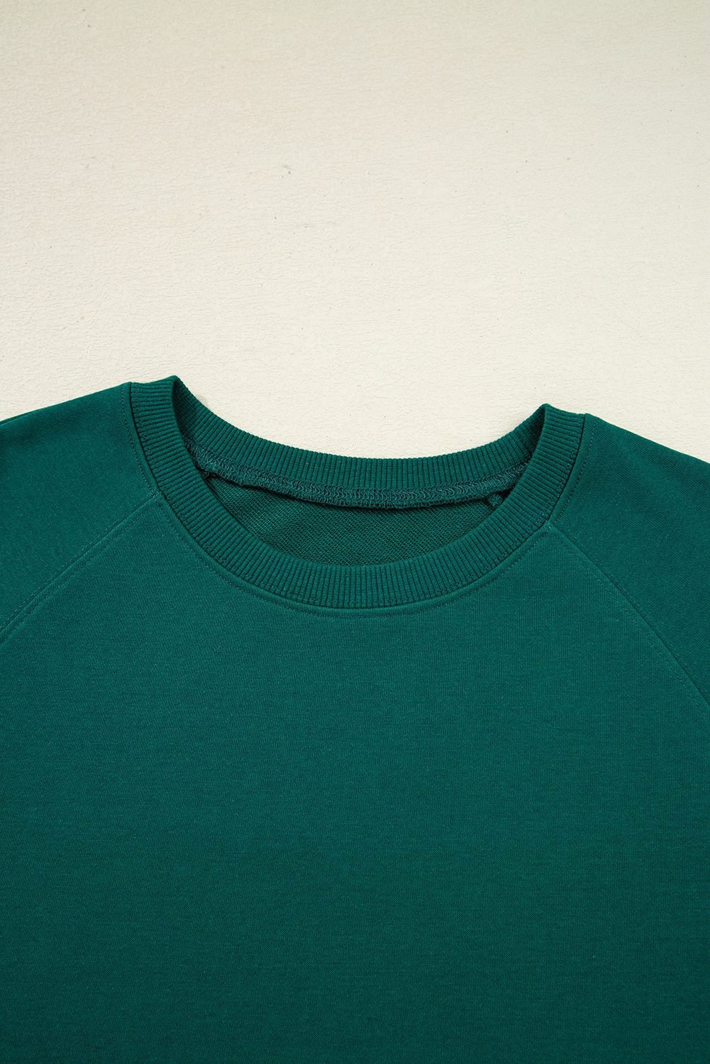 Sea Green Solid Color Pullover Top Varsity Stripe Detail Loose Drawstring Pants Set
