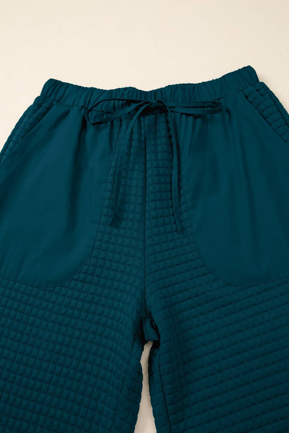 Skobeloff Waffled Textured Raw Edge Patchwork 2Pcs Loose Pant Set