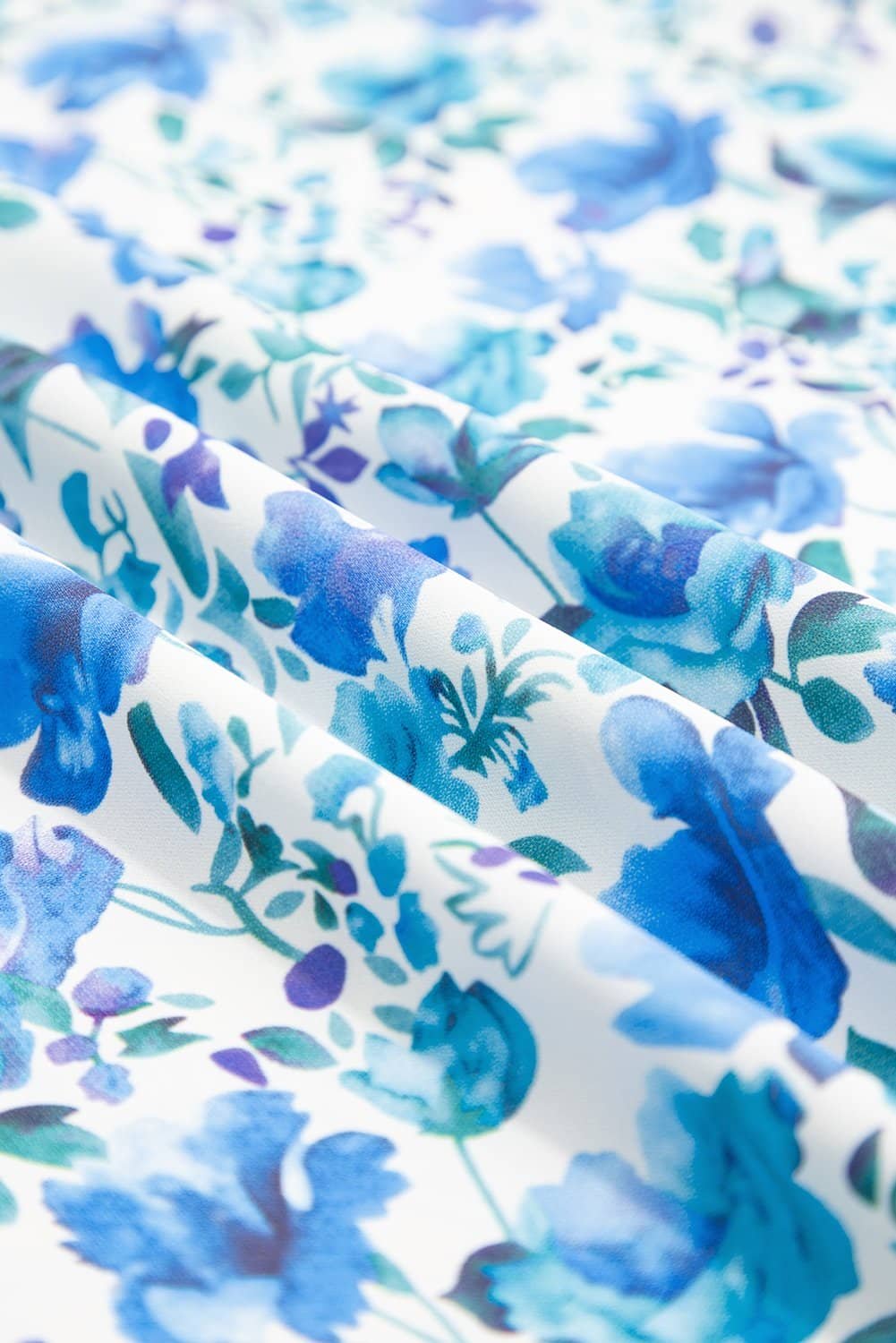 Sky Blue Floral Print Striped Patchwork Collared Short Sleeve Blouse
