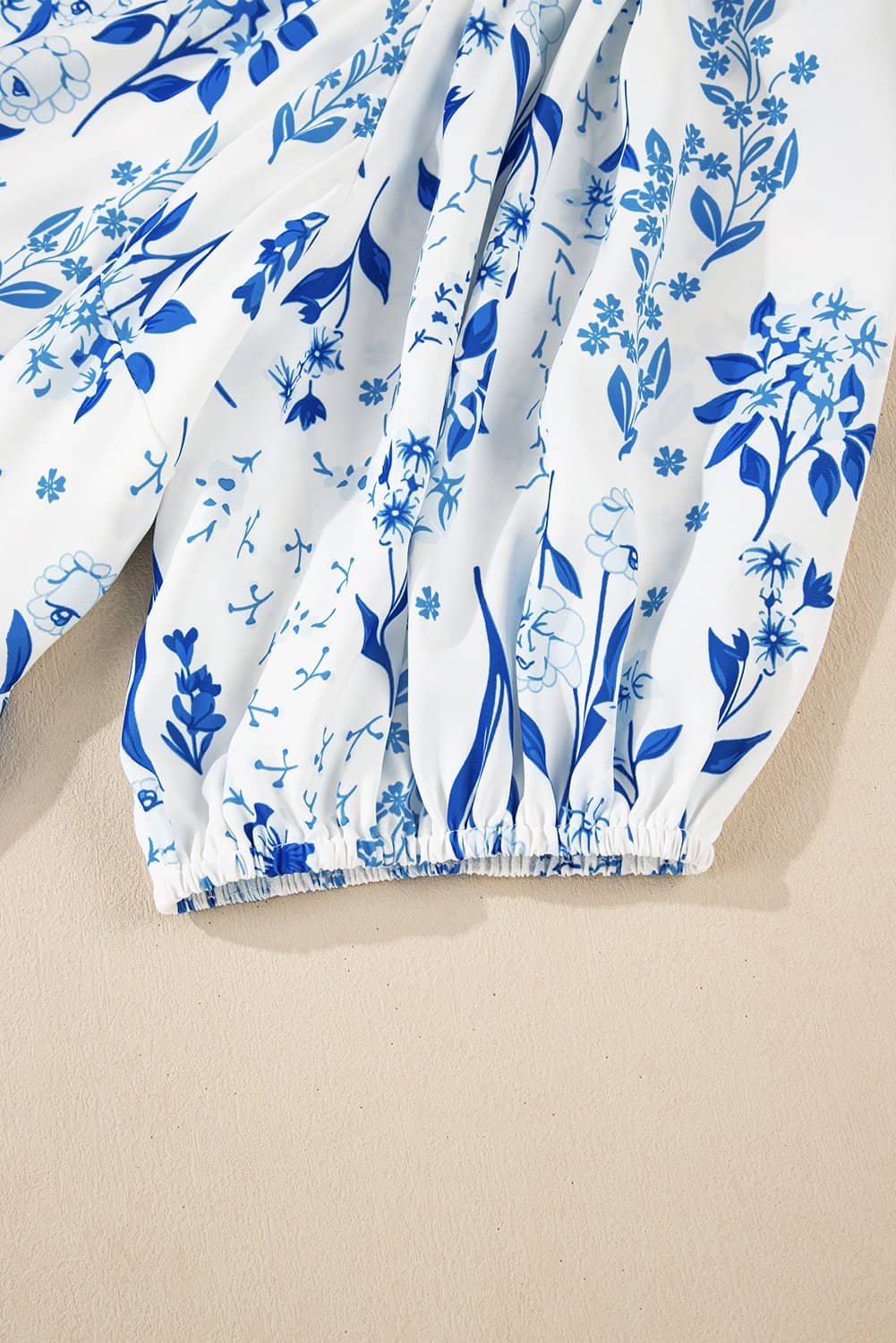 Sky Blue Floral Print Sweetheart Neck Plus Size Midi Dress
