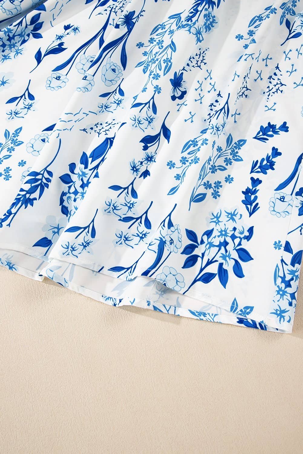 Sky Blue Floral Print Sweetheart Neck Plus Size Midi Dress