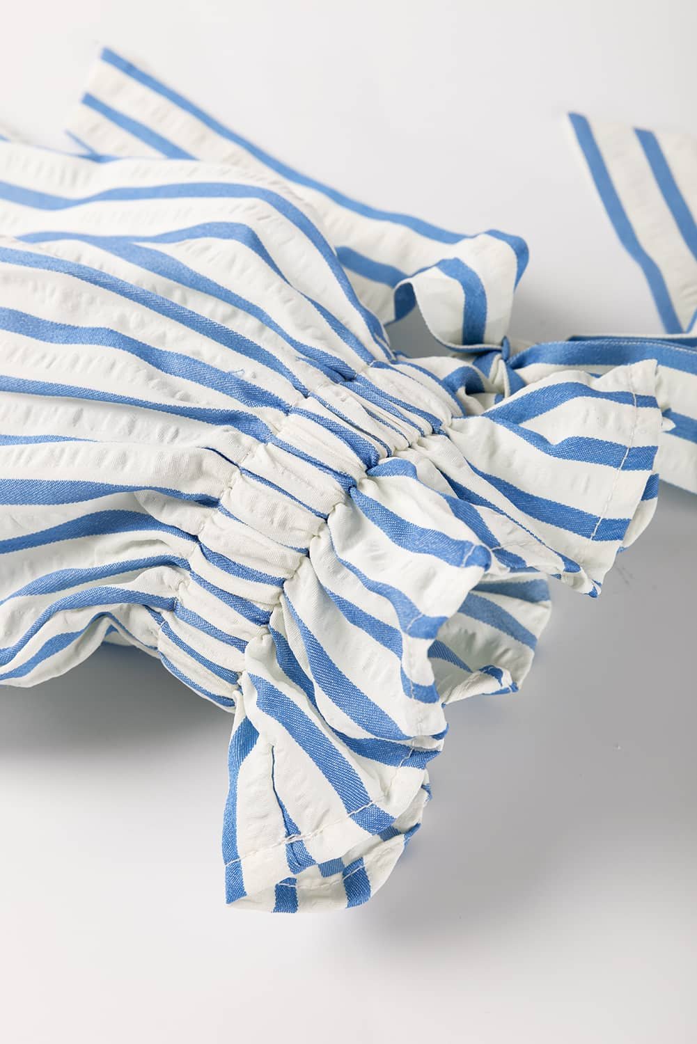 Sky Blue Stripe Knotted Bracelet Sleeve Notched Neck Shift Mini Dress