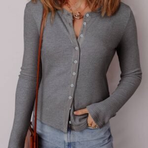 Sleet Ribbed Knit Button Down Slim Cardigan